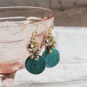 Elegant Gold and Turquoise Dangle Earrings